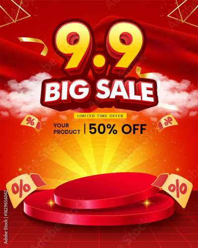 9.9 Big sale event banner template