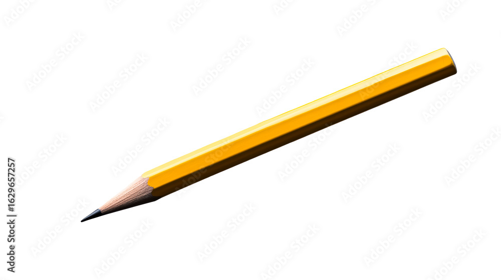 Yellow pencil lying on a transparent background for creative use Yellow pencil lying on a transparent background for creative use