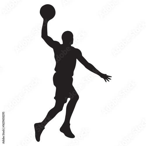 Dynamic Basketball Player Silhouette in Action Pose Vector Art