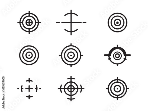 Precision aiming with shooting target line art style