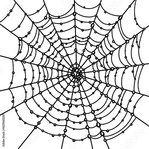 Detailed spiderweb illustration against a white backdrop creating a spooky and intricate design for halloween
