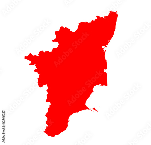 TAMIL NADU state map with red color, India