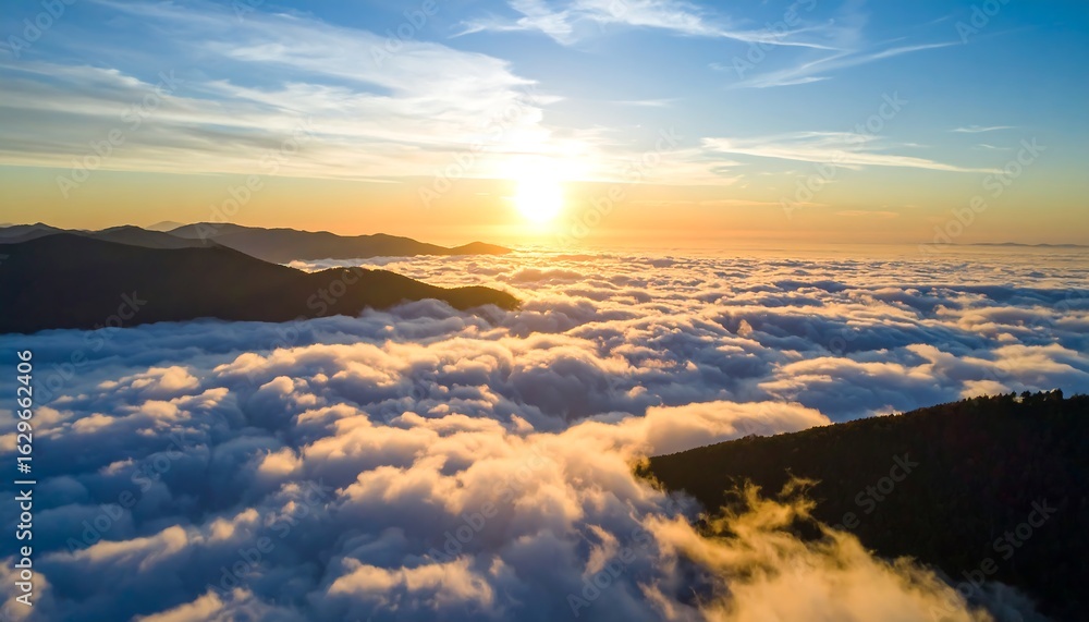 Fototapeta premium Sunset over a sea of clouds