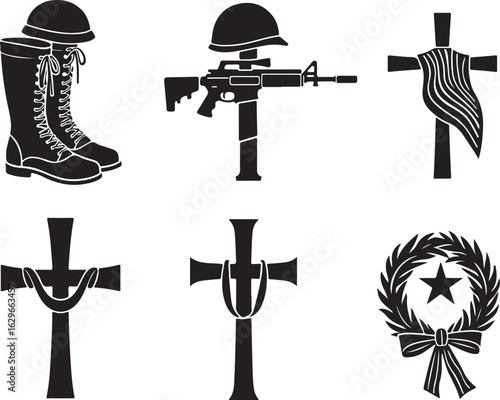 Honoring heroes with fallen soldier symbols and memorial crosses