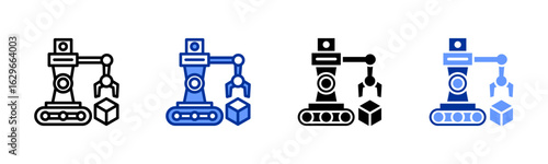 Machinery icon sheet multiple style collection