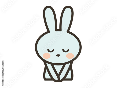 Cute Bunny Character Bowing in Apology