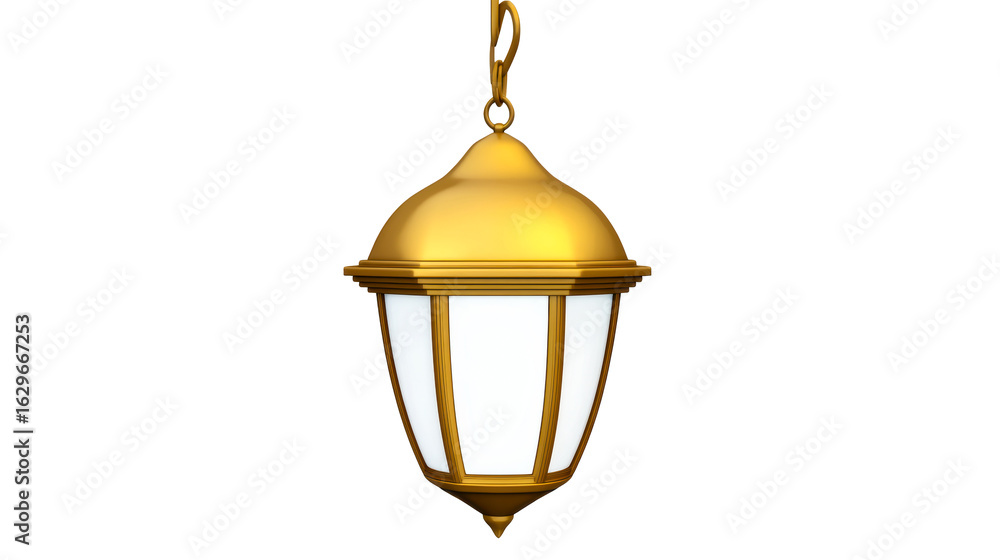 Golden outdoor lantern with transparent glass in classic design Golden outdoor lantern with transparent glass in classic design