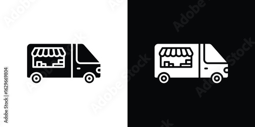Food truck icon symbol template for graphic and web design collection logo vector illustration