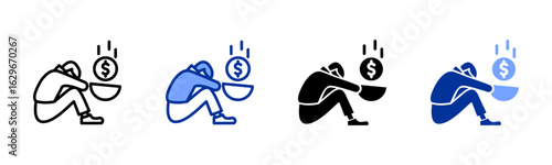 Poverty icon sheet multiple style collection