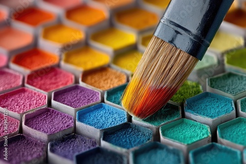 Colorful paint palette with brush (1)