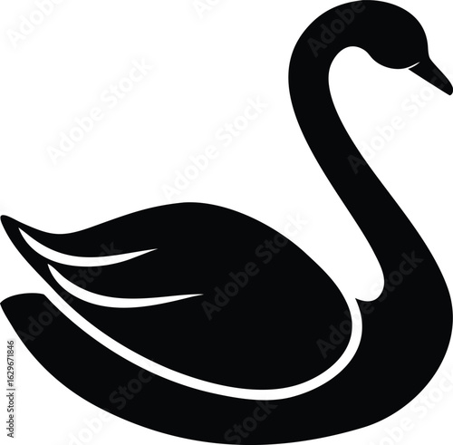 Vector illustration of swan silhouette isolated