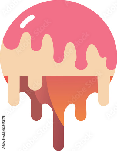 A visually appealing illustration of a melting, pink-glazed treat.