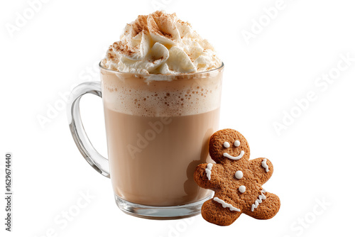 Wallpaper Mural Gingerbread latte with whipped cream and cinnamon in a clear glass, festive drink isolated on white. Torontodigital.ca