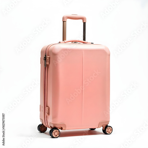  pink trolley luggage bag isolated on white background
