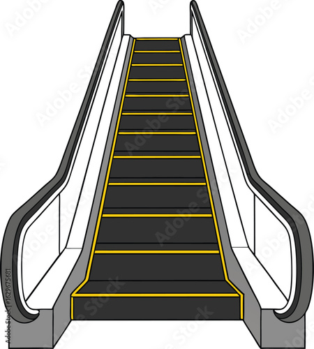 A clean, modern escalator design, showing a perspective view.