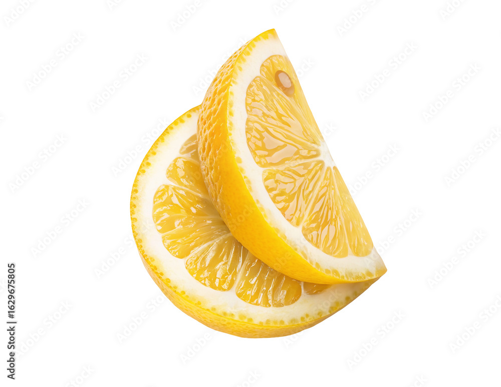Fresh lemon slices isolated on black background for culinary and beverage decoration and design Fresh lemon slices isolated on black background for culinary and beverage decoration and design
