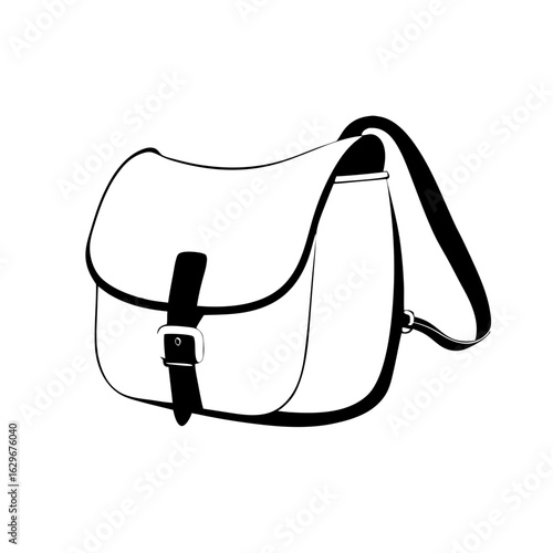 Classic style, simple black line saddle bag with a strap