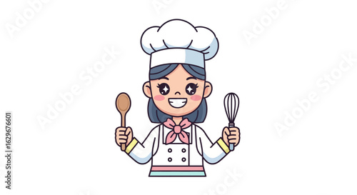 Cute Chef Character in Flat Vector Style – Cartoon Mascot with Multiple Poses