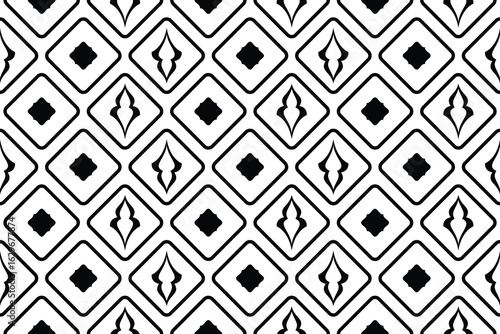 Seamless Geometric Floral Pattern | Elegant Black Abstract Ornament for Textile and Wallpaper