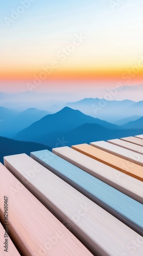 Serene sunset view over mountain landscape natural photography