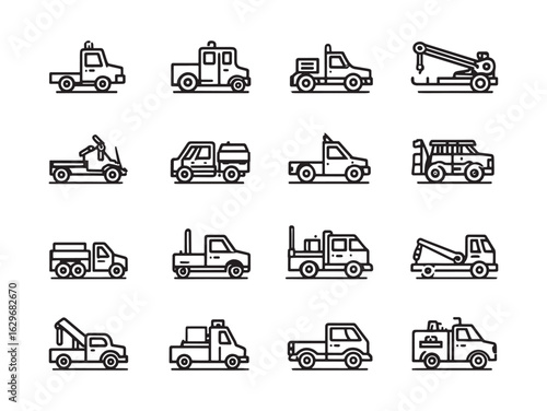 Tow truck line art for minimalist vehicle lovers