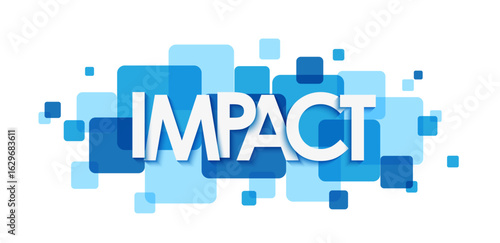 IMPACT vector typography banner on overlapping blue squares