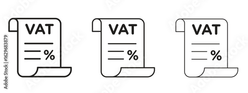 Value added tax VAT icon concept. Editable stroke icon pack