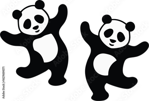 Delightful panda friends dancing joyfully adding playful charm to any creative project or cheerful design