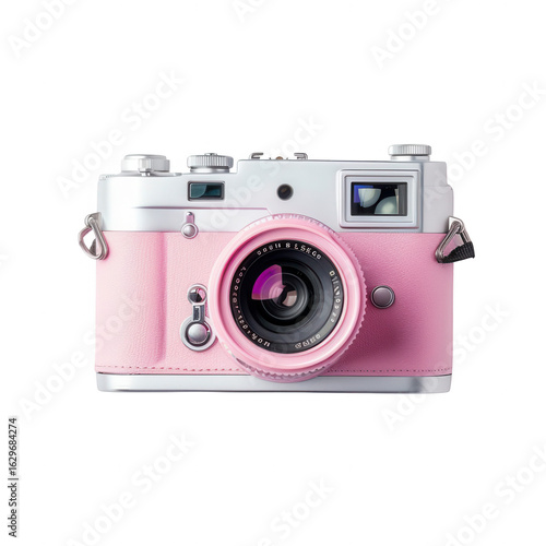 Pink camera with silver accents