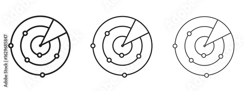 Radar detection icon concept. Editable stroke icon pack