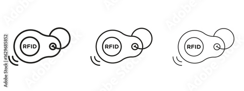 RFID key tag icon concept. Editable stroke icon pack