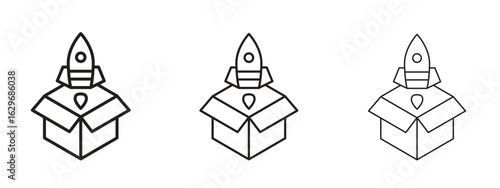 Product release icon concept. Editable stroke icon pack