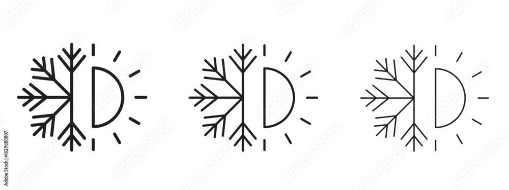 Fototapeta premium Hot and cold icon concept. Editable stroke icon pack