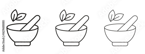 Herbal medicine icon concept. Editable stroke icon pack