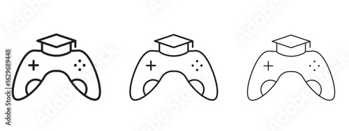 Game based learning icon concept. Editable stroke icon pack
