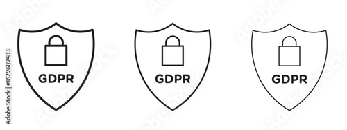 GDPR shield icon concept. Editable stroke icon pack