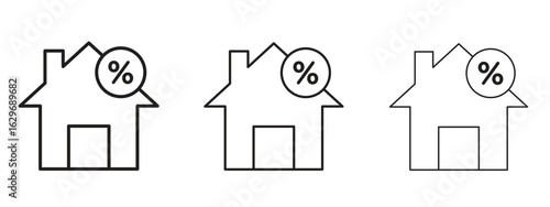 Fixed rate mortgage icon concept. Editable stroke icon pack