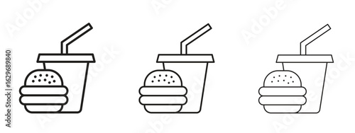 Fast food icon concept. Editable stroke icon pack