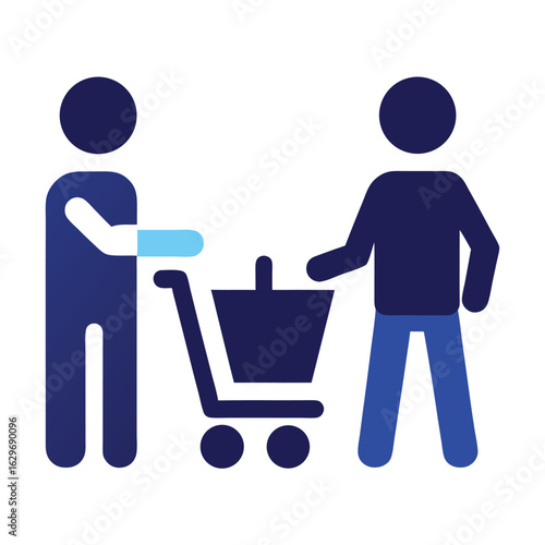 Selling Icon: Minimalist Vector of a Transaction with a Shopping Cart


