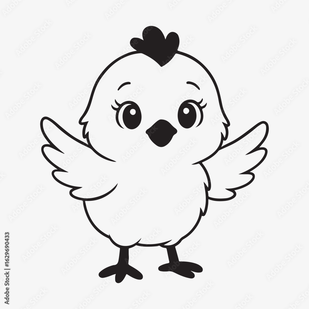 Obraz premium Adorable cartoon chick with outstretched wings and a cheerful expression perfect for easter themes