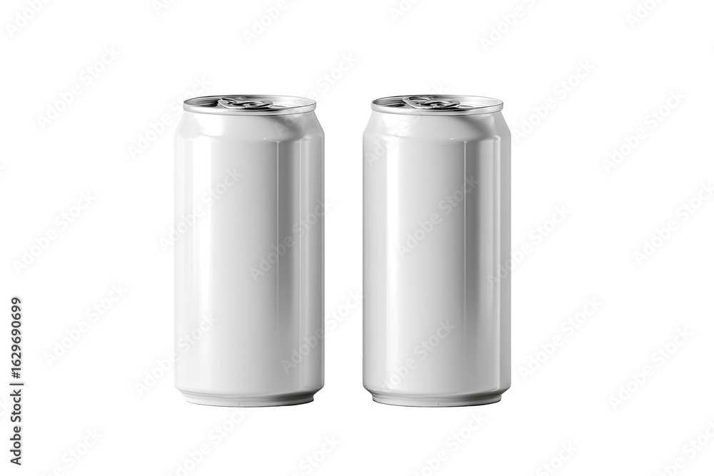 Two blank white aluminum beverage cans Two blank white aluminum beverage cans