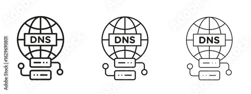 DNS icon concept. Editable stroke icon pack