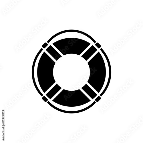  Lifebuoy floating on water safety rescue black filled icon
