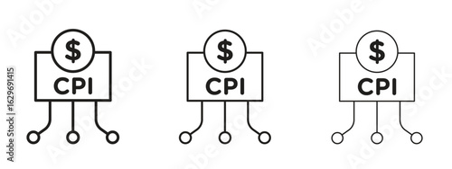 Consumer prices index icon concept. Editable stroke icon pack