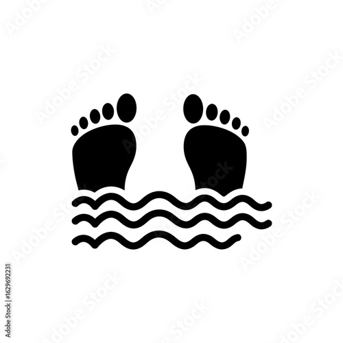 Toes in waves icon for beach relaxation and summer ocean experience
