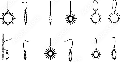 Abstract Hoop Earring Silhouettes Set" 
