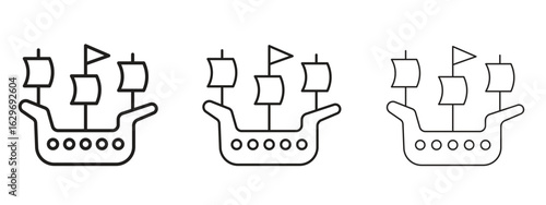 Caravel icon concept. Editable stroke icon pack