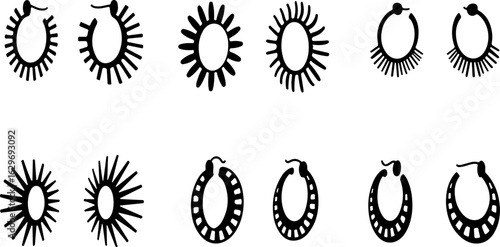Abstract Hoop Earring Silhouettes Set" 
