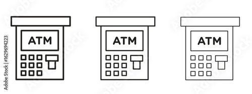 ATM machine icon concept. Editable stroke icon pack