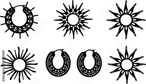 Abstract Hoop Earring Silhouettes Set"